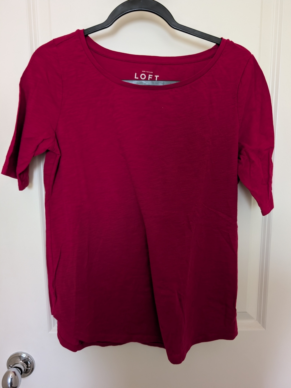 LOFT Short Sleeve Crewneck Top - Berry Red